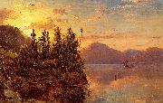 Regis-Francois Gignoux  Lake George at Sunset 1862 oil painting